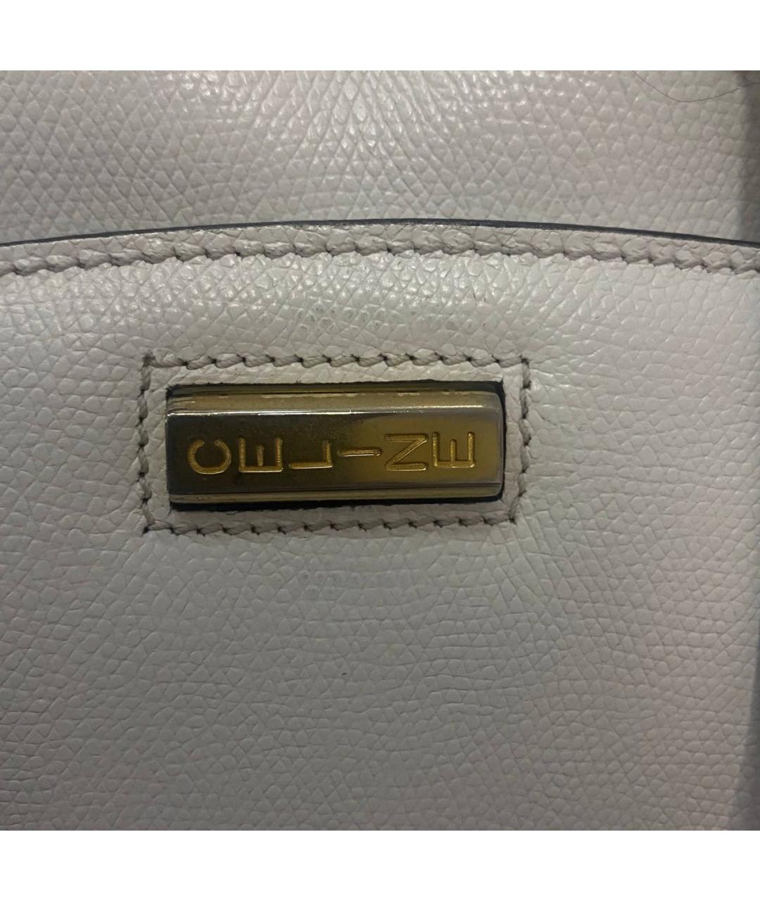CELINE Белая кожаная сумка с короткими ручками, фото 5