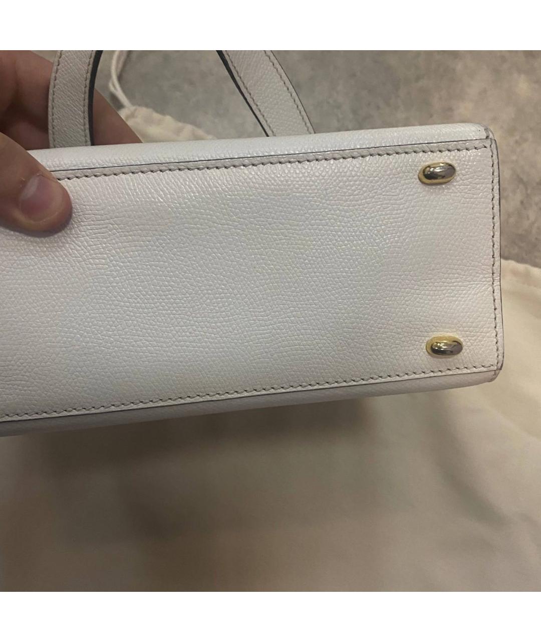 CELINE Белая кожаная сумка с короткими ручками, фото 7