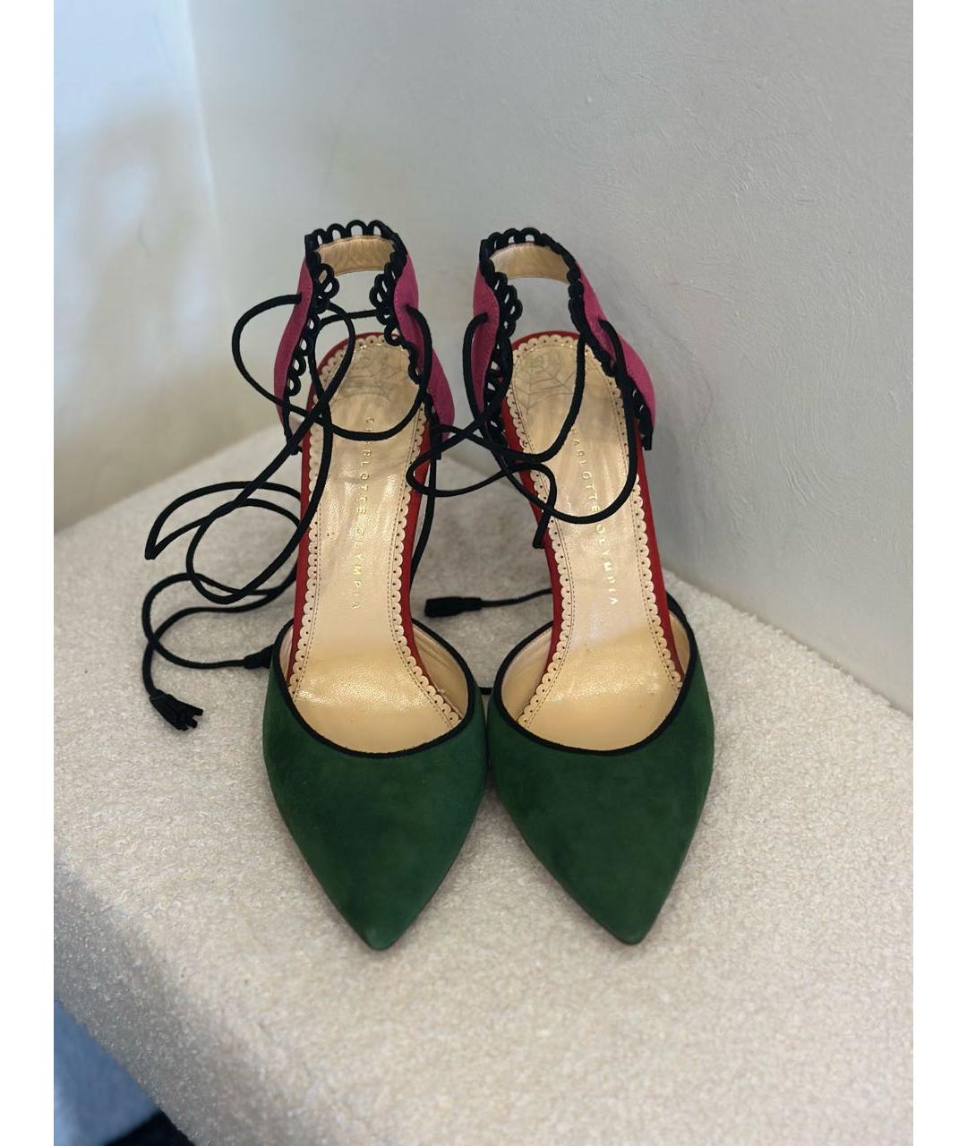 CHARLOTTE OLYMPIA Зеленые кожаные босоножки, фото 2