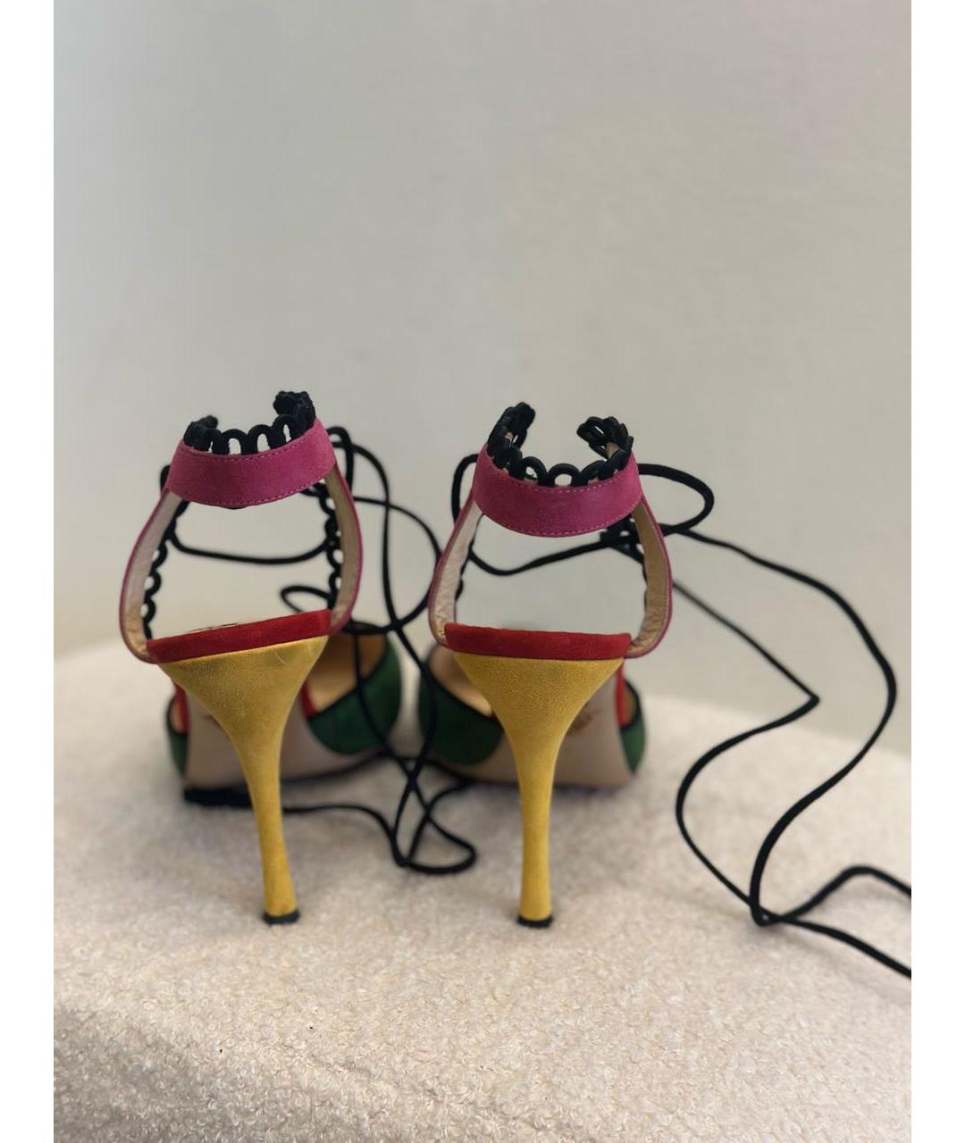 CHARLOTTE OLYMPIA Зеленые кожаные босоножки, фото 3