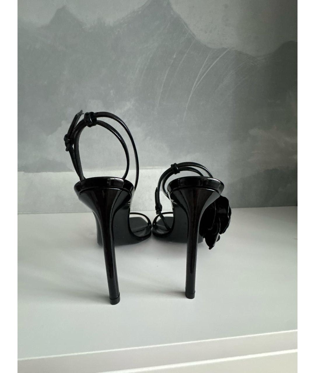 SAINT LAURENT Черные кожаные босоножки, фото 4