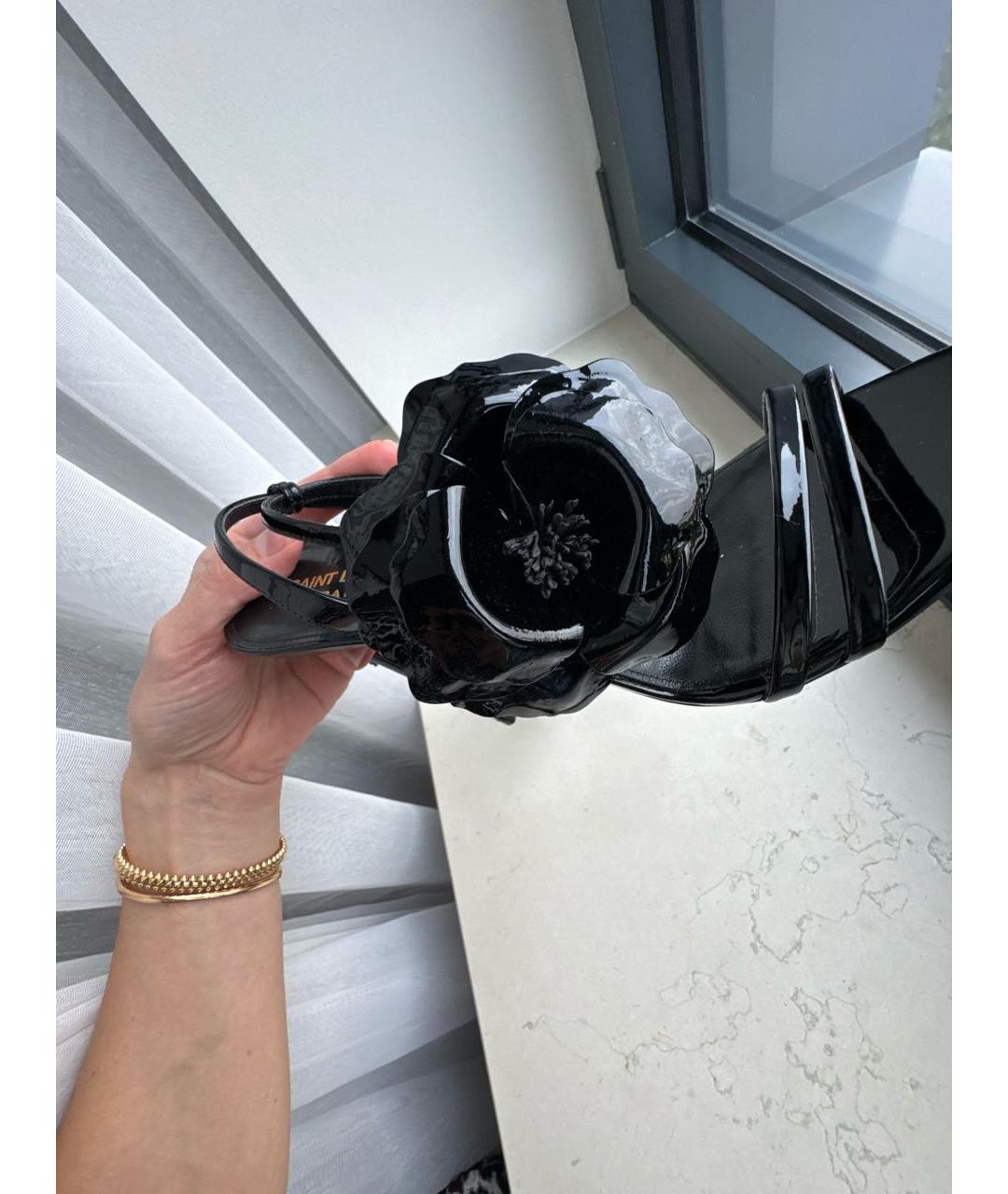 SAINT LAURENT Черные кожаные босоножки, фото 7