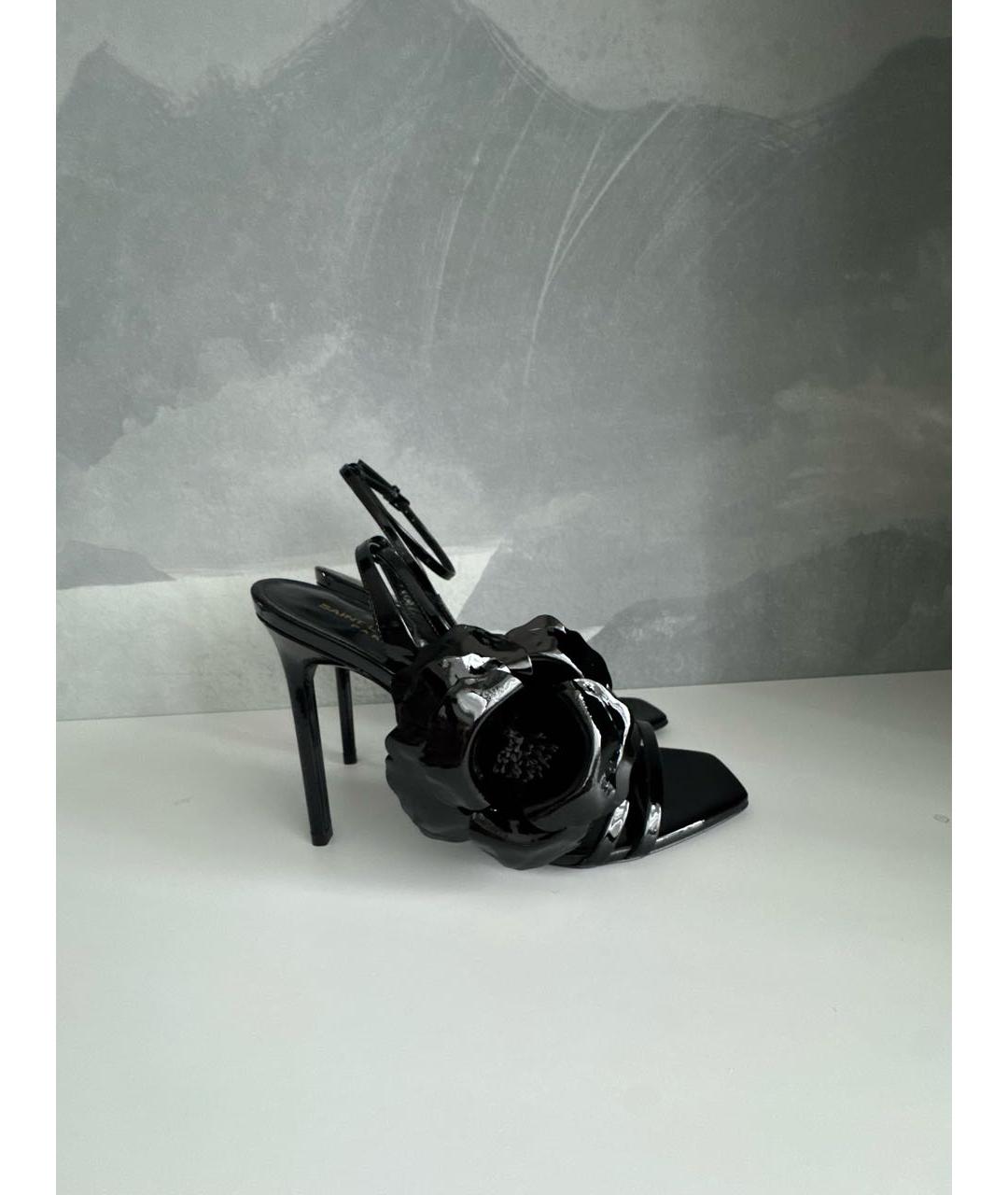 SAINT LAURENT Черные кожаные босоножки, фото 9