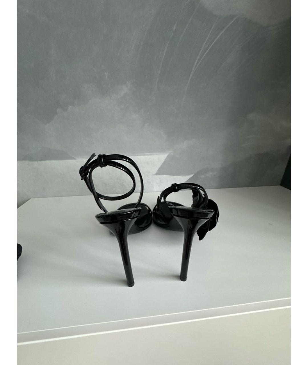 SAINT LAURENT Черные кожаные босоножки, фото 3