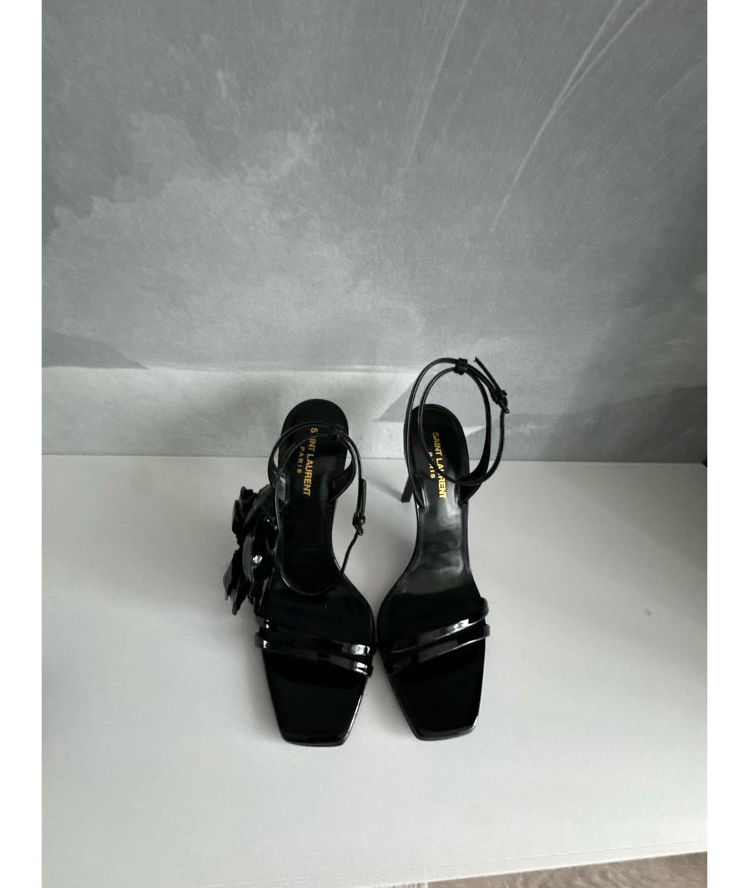 SAINT LAURENT Черные кожаные босоножки, фото 2