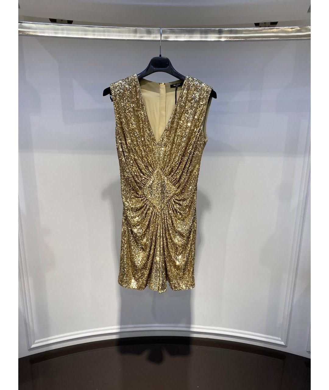 BALMAIN Золотое коктейльное платье, фото 3