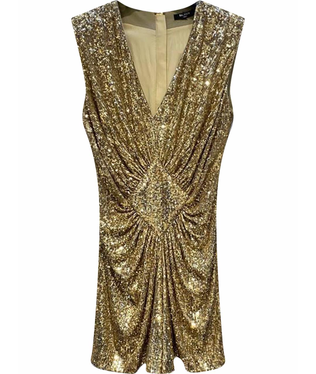 BALMAIN Золотое коктейльное платье, фото 1