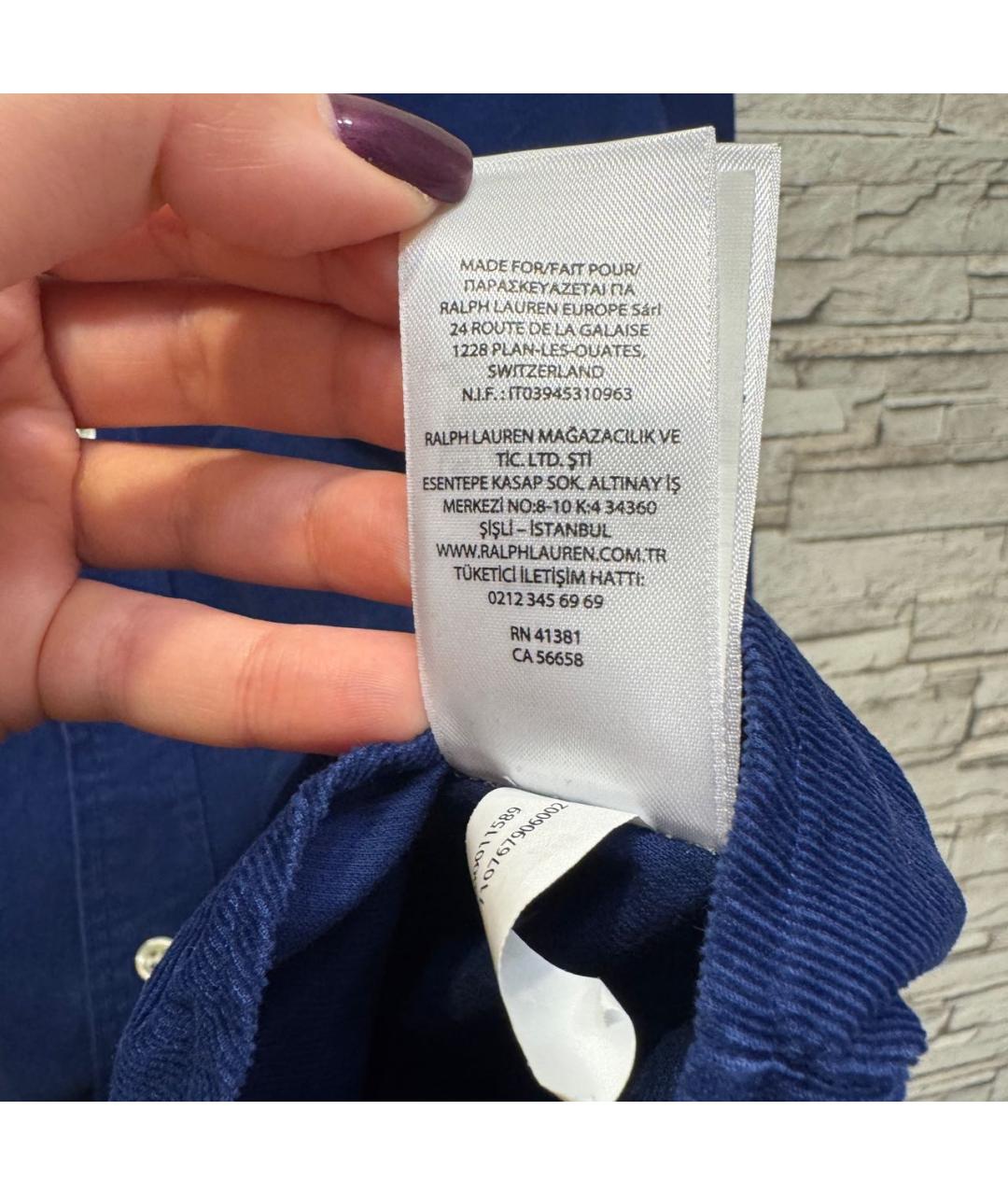 RALPH LAUREN Синяя хлопковая кэжуал рубашка, фото 8