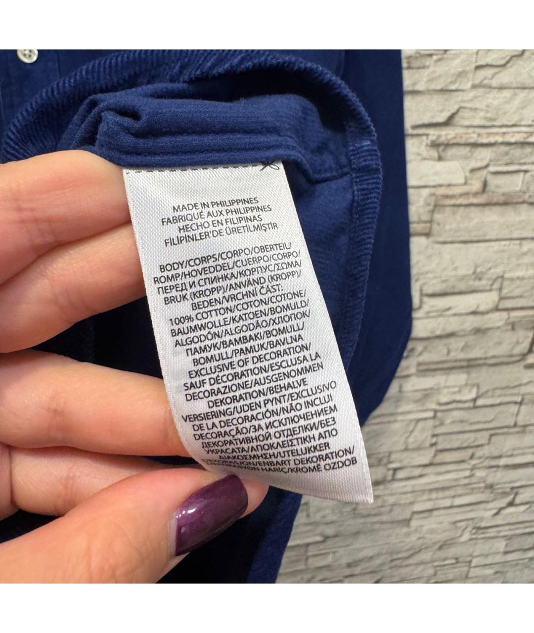 RALPH LAUREN Синяя хлопковая кэжуал рубашка, фото 7