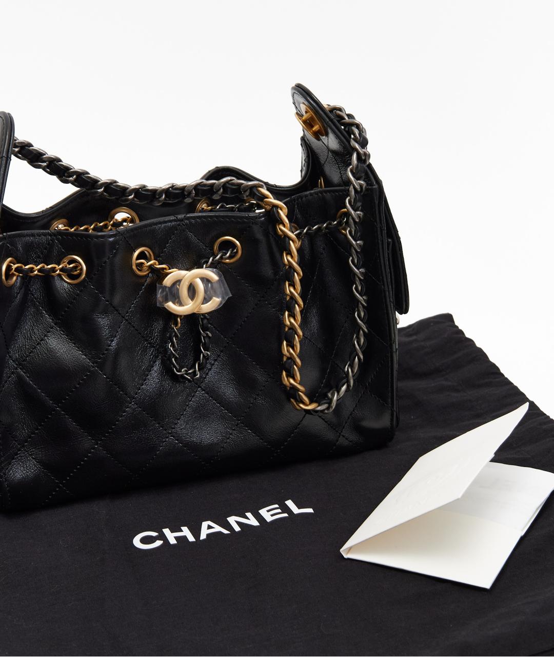 CHANEL Черная кожаная сумка через плечо, фото 6