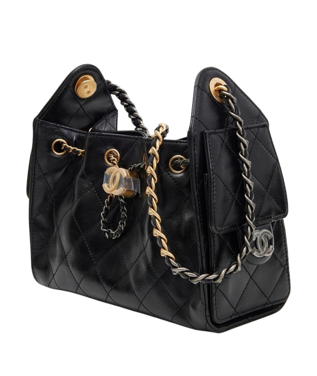 CHANEL Черная кожаная сумка через плечо, фото 2