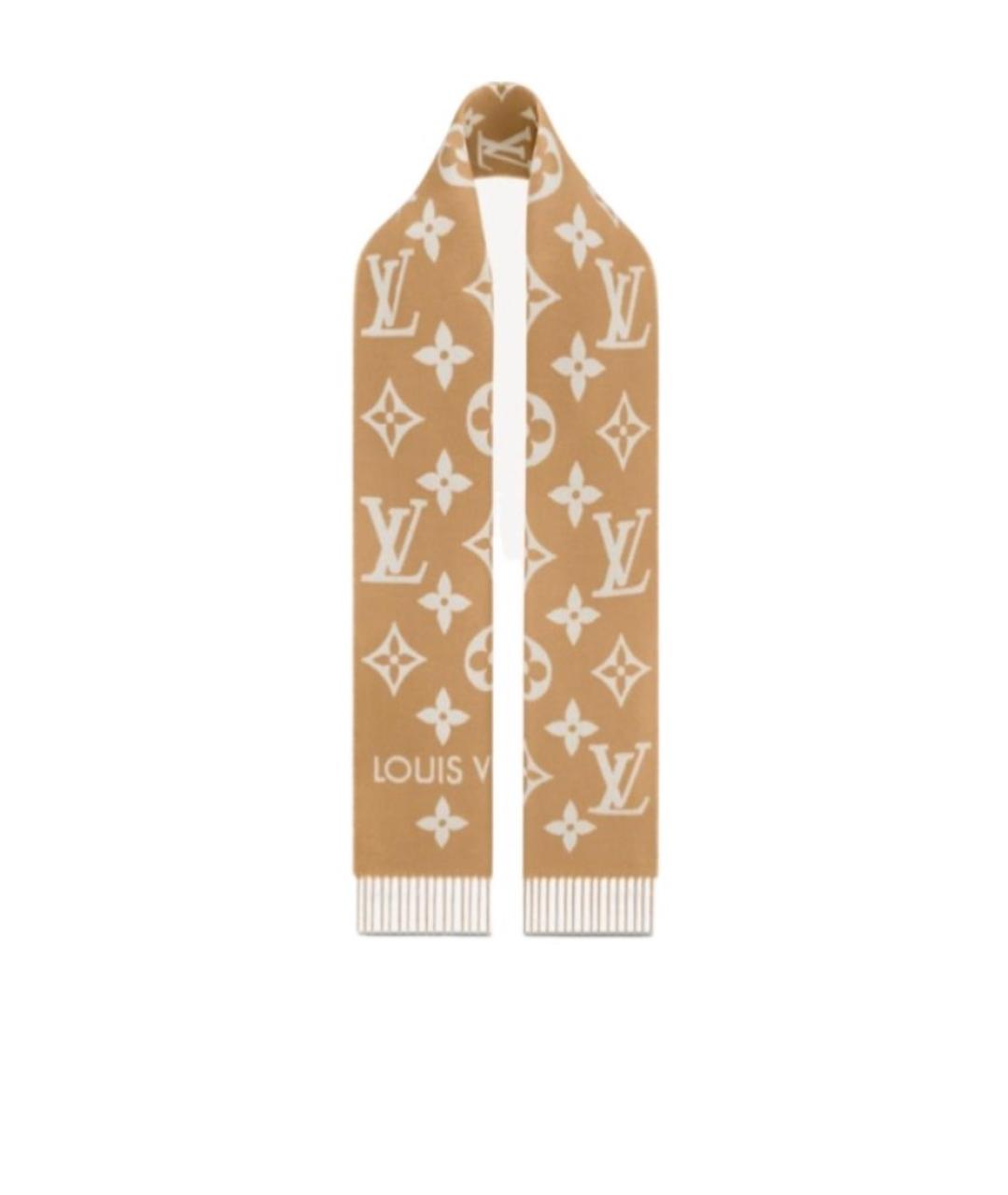 LOUIS VUITTON Бежевый шерстяной шарф, фото 2