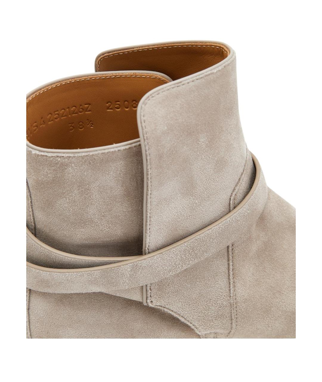 HERMES Бежевые замшевые ботинки, фото 7