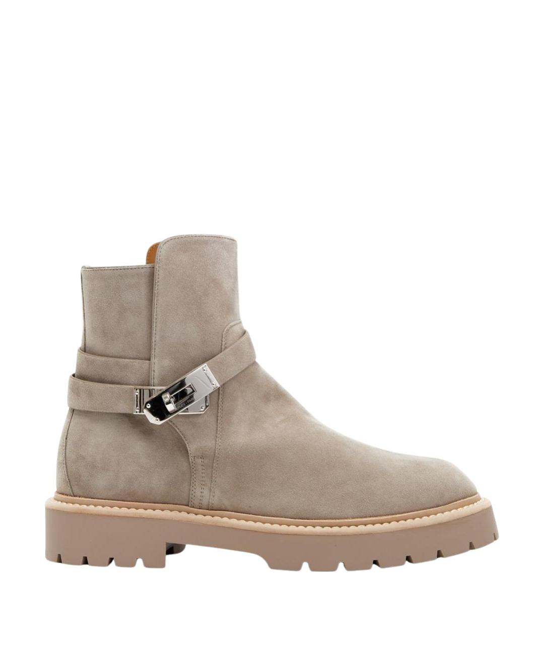 HERMES Бежевые замшевые ботинки, фото 1