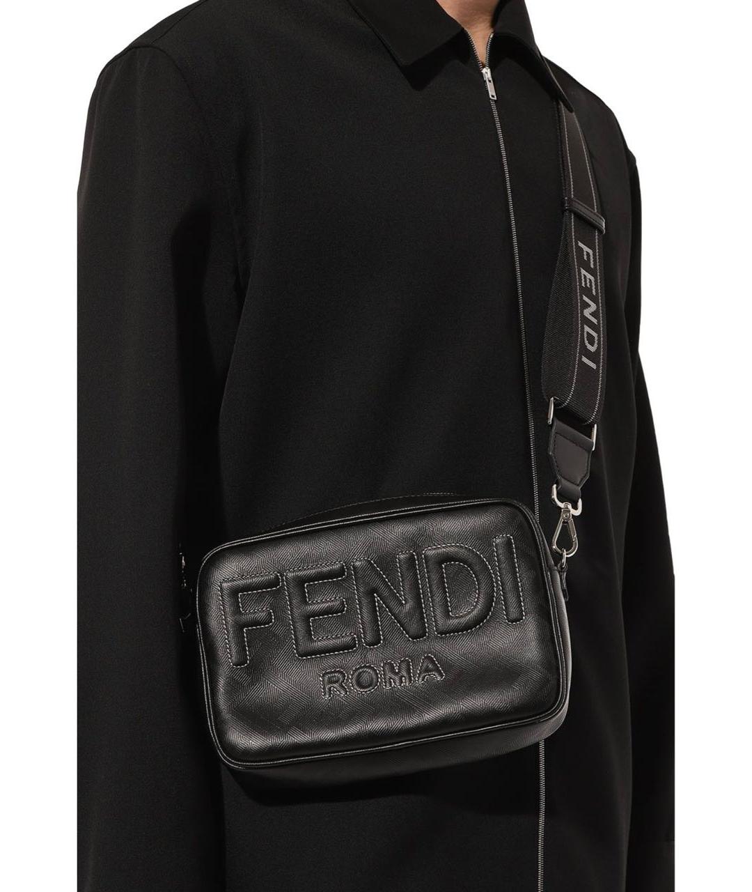 FENDI Черная кожаная сумка через плечо, фото 3