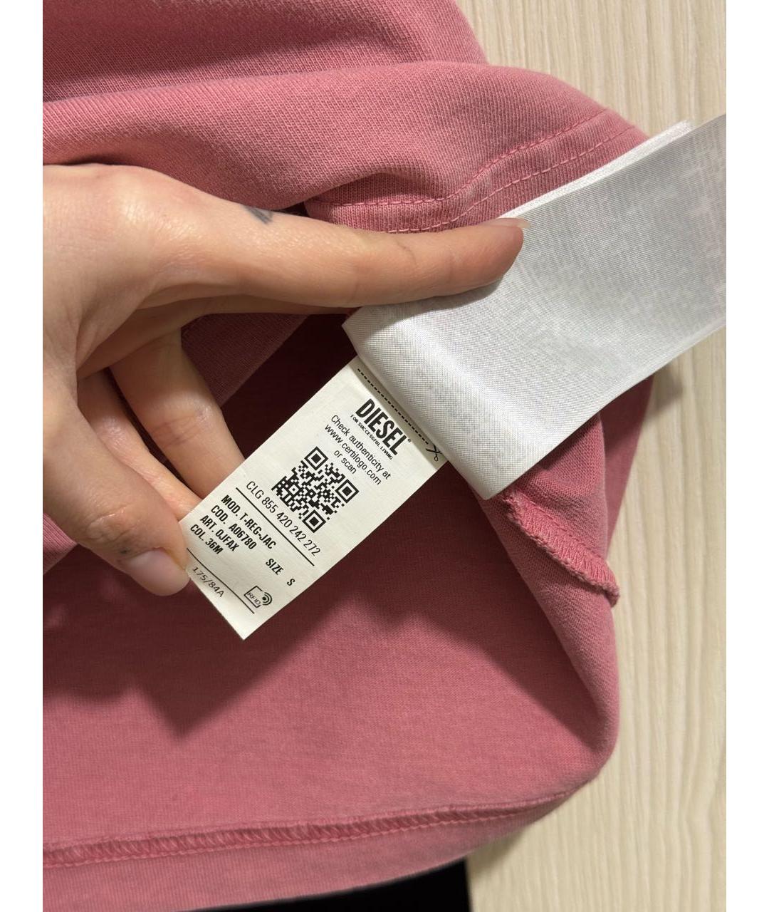 DIESEL Розовая хлопковая футболка, фото 5