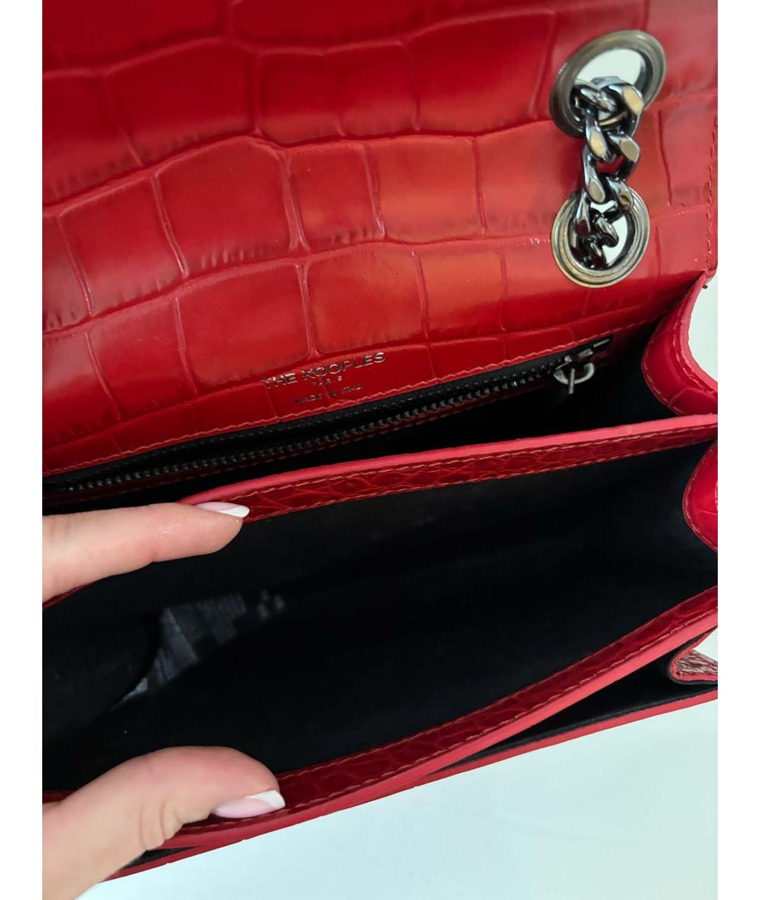 THE KOOPLES Красная кожаная сумка через плечо, фото 6