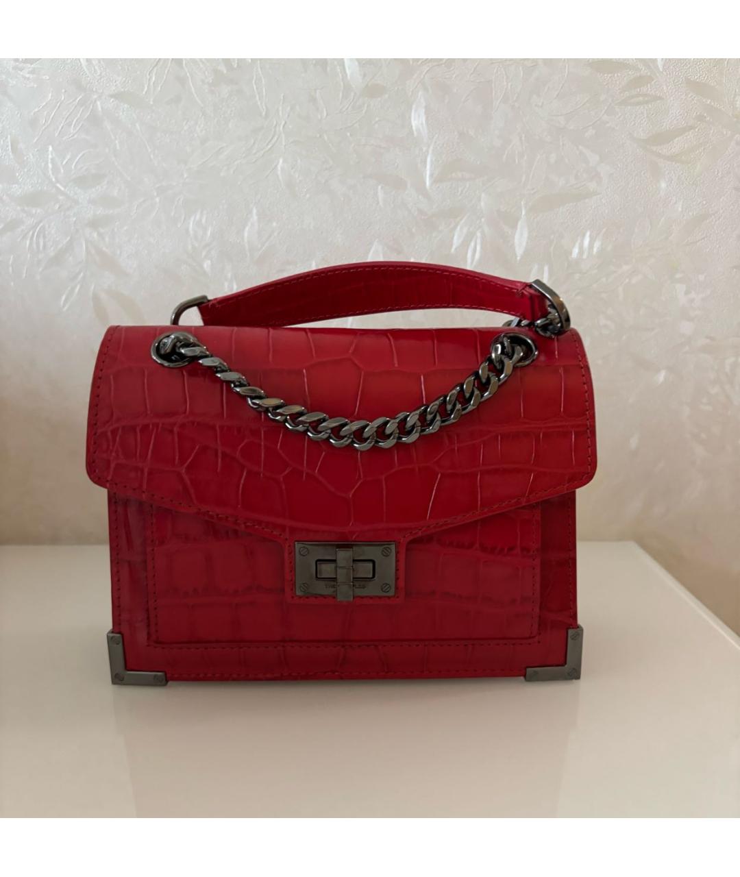 THE KOOPLES Красная кожаная сумка через плечо, фото 8