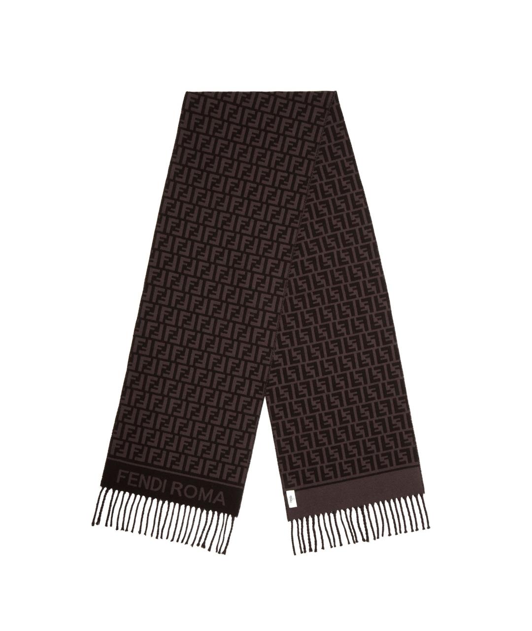 FENDI Коричневый кашемировый шарф, фото 2