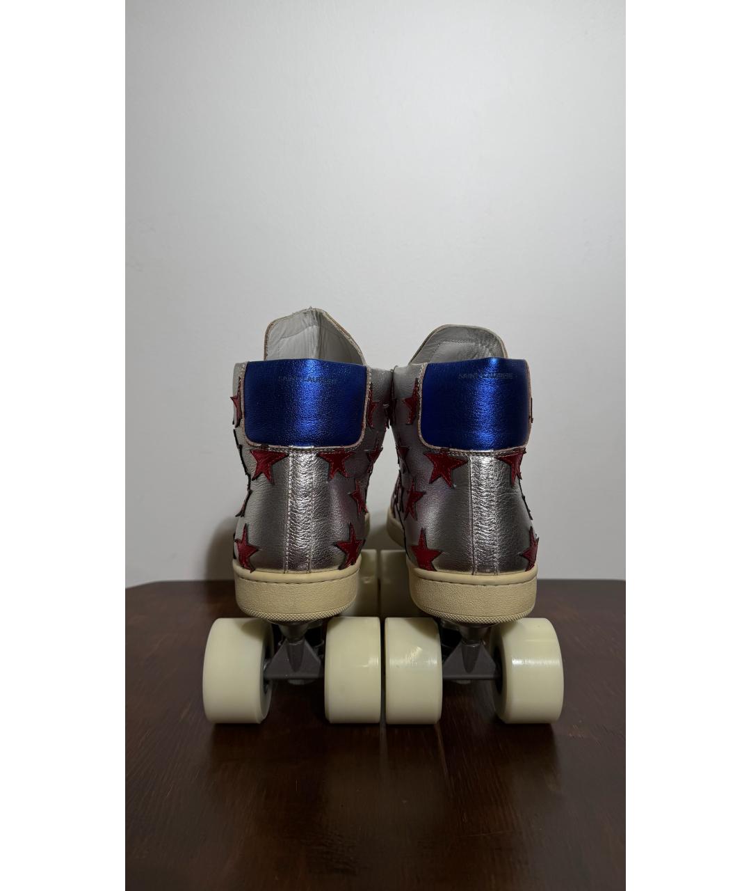 SAINT LAURENT Серебряные кожаные кеды, фото 4