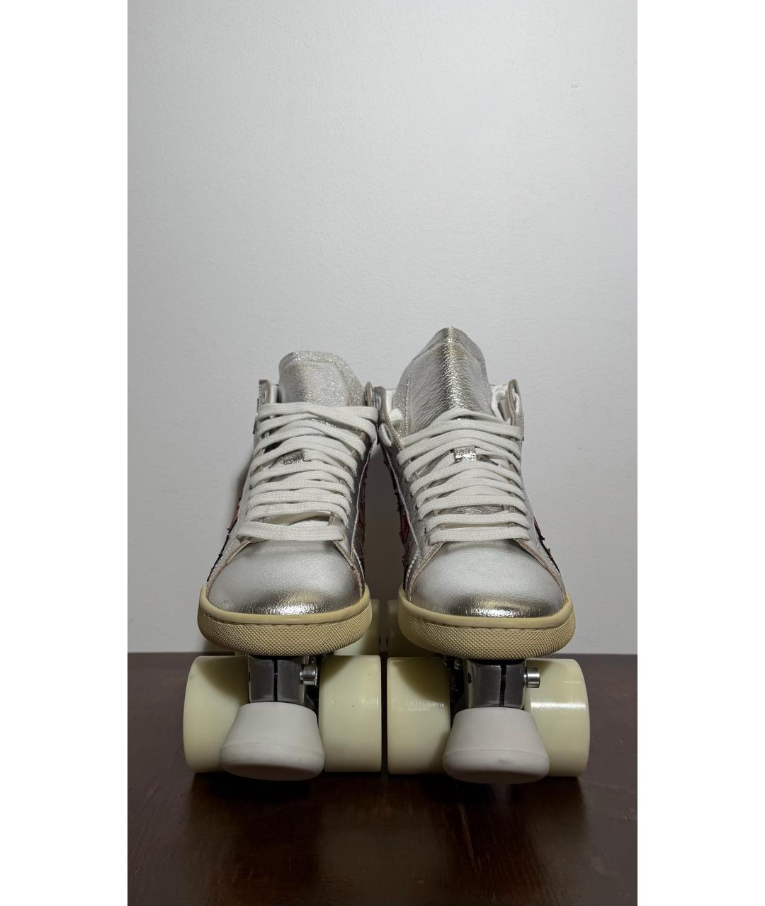 SAINT LAURENT Серебряные кожаные кеды, фото 2