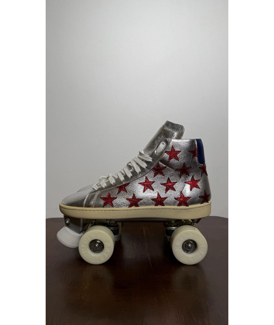 SAINT LAURENT Серебряные кожаные кеды, фото 6