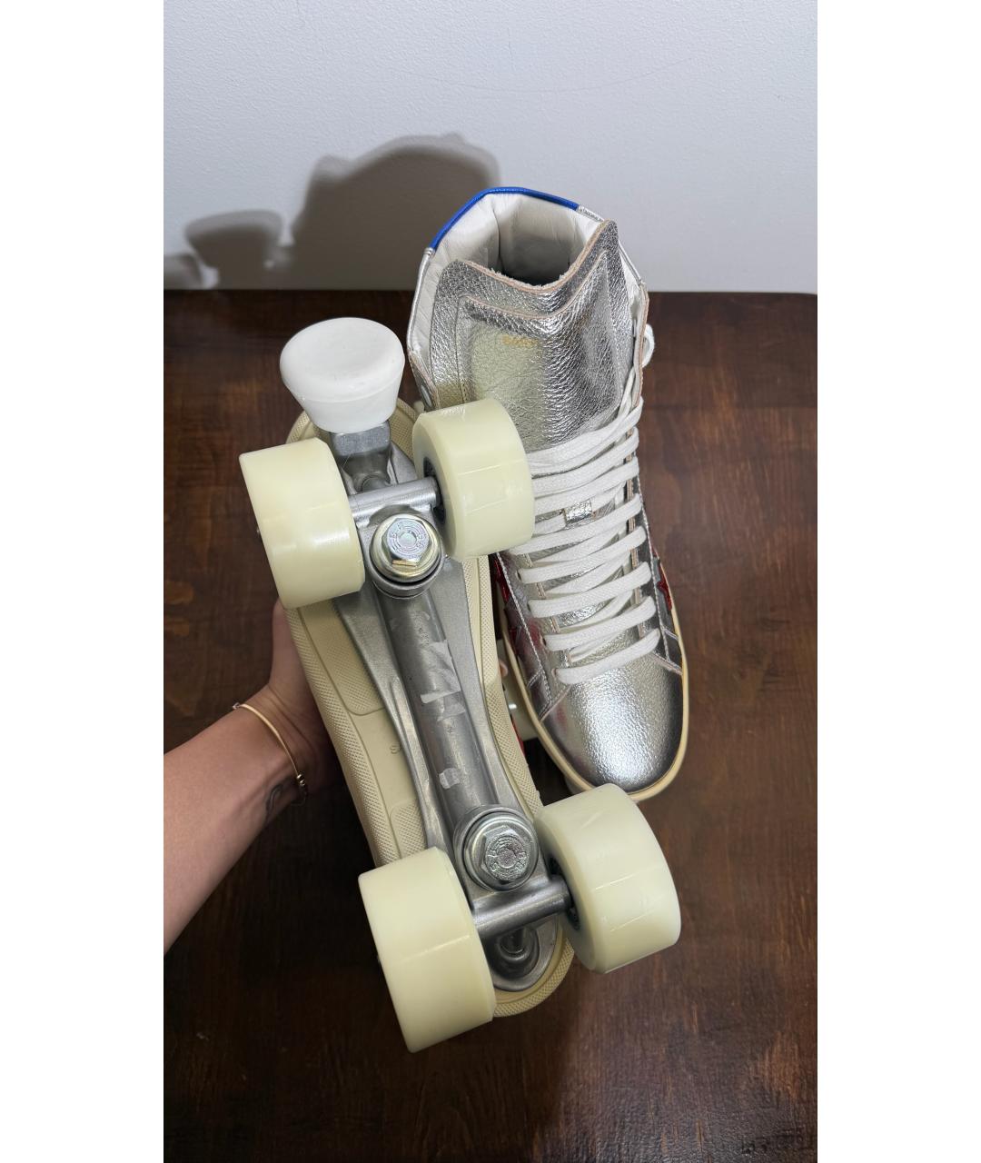 SAINT LAURENT Серебряные кожаные кеды, фото 5