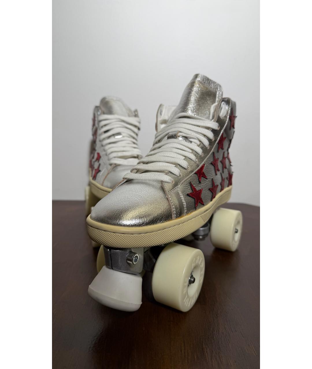 SAINT LAURENT Серебряные кожаные кеды, фото 3