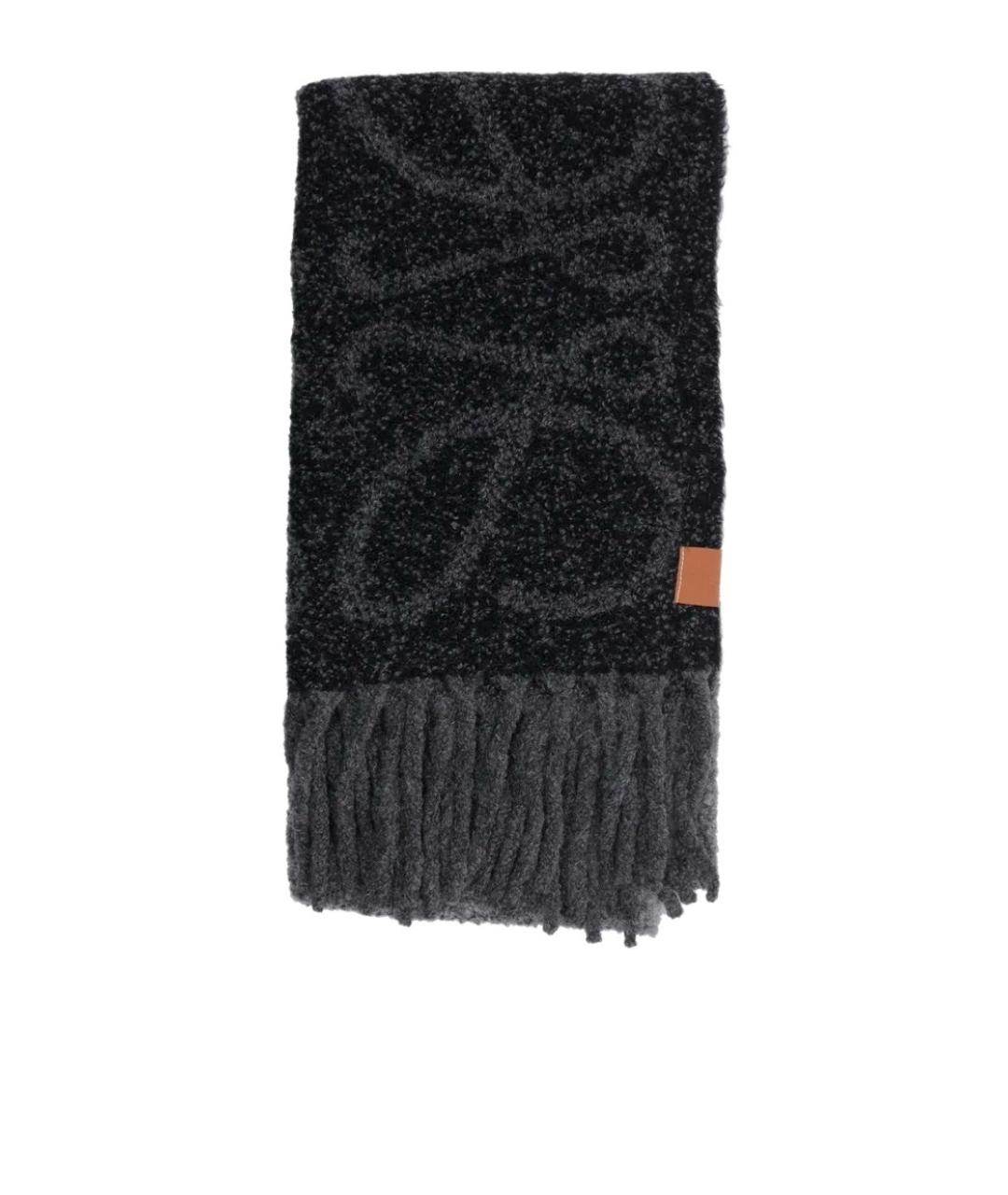 LOEWE Черный шерстяной шарф, фото 1