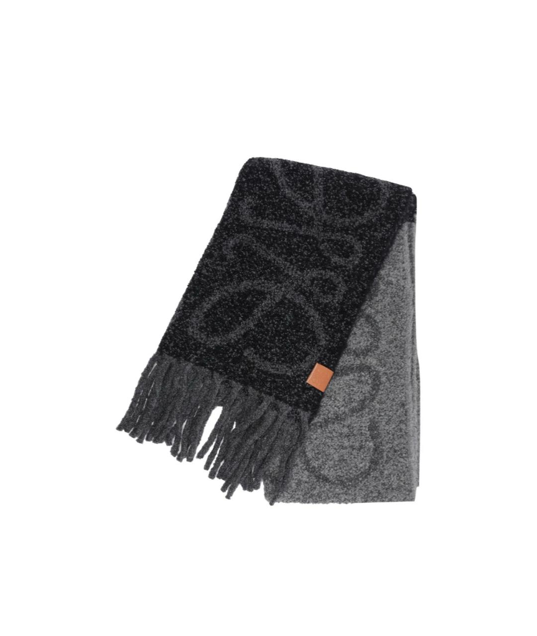 LOEWE Черный шерстяной шарф, фото 2