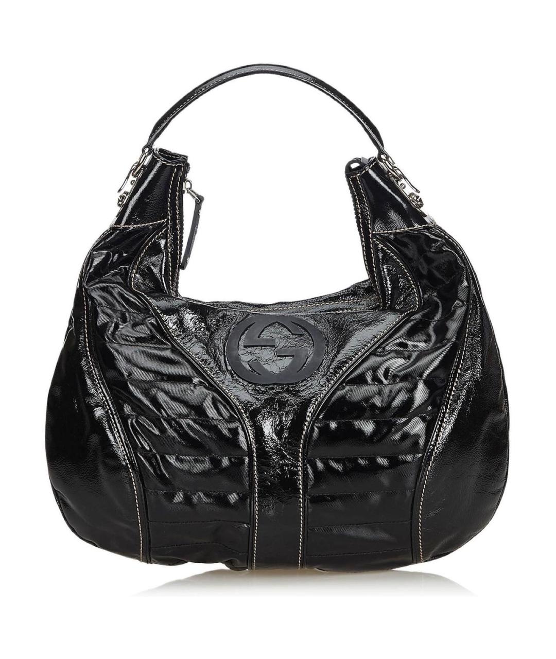 GUCCI Черная сумка с короткими ручками из лакированной кожи, фото 9
