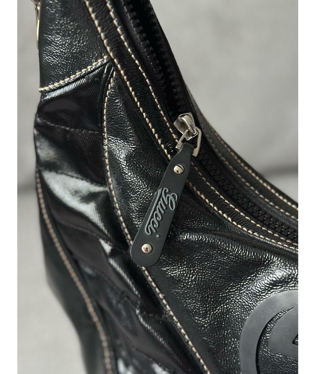 GUCCI Черная сумка с короткими ручками из лакированной кожи, фото 7