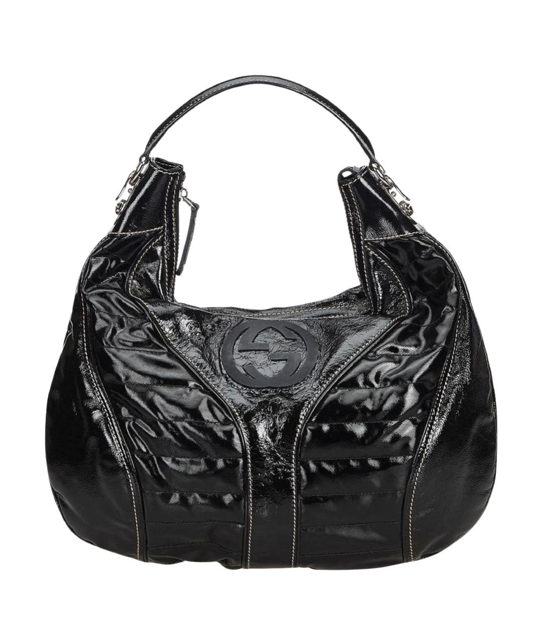 GUCCI Черная сумка с короткими ручками из лакированной кожи, фото 1
