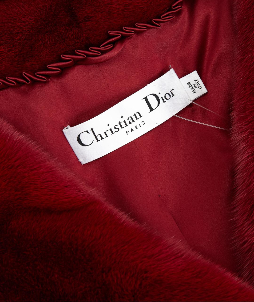 CHRISTIAN DIOR Бордовая меховая шуба, фото 4