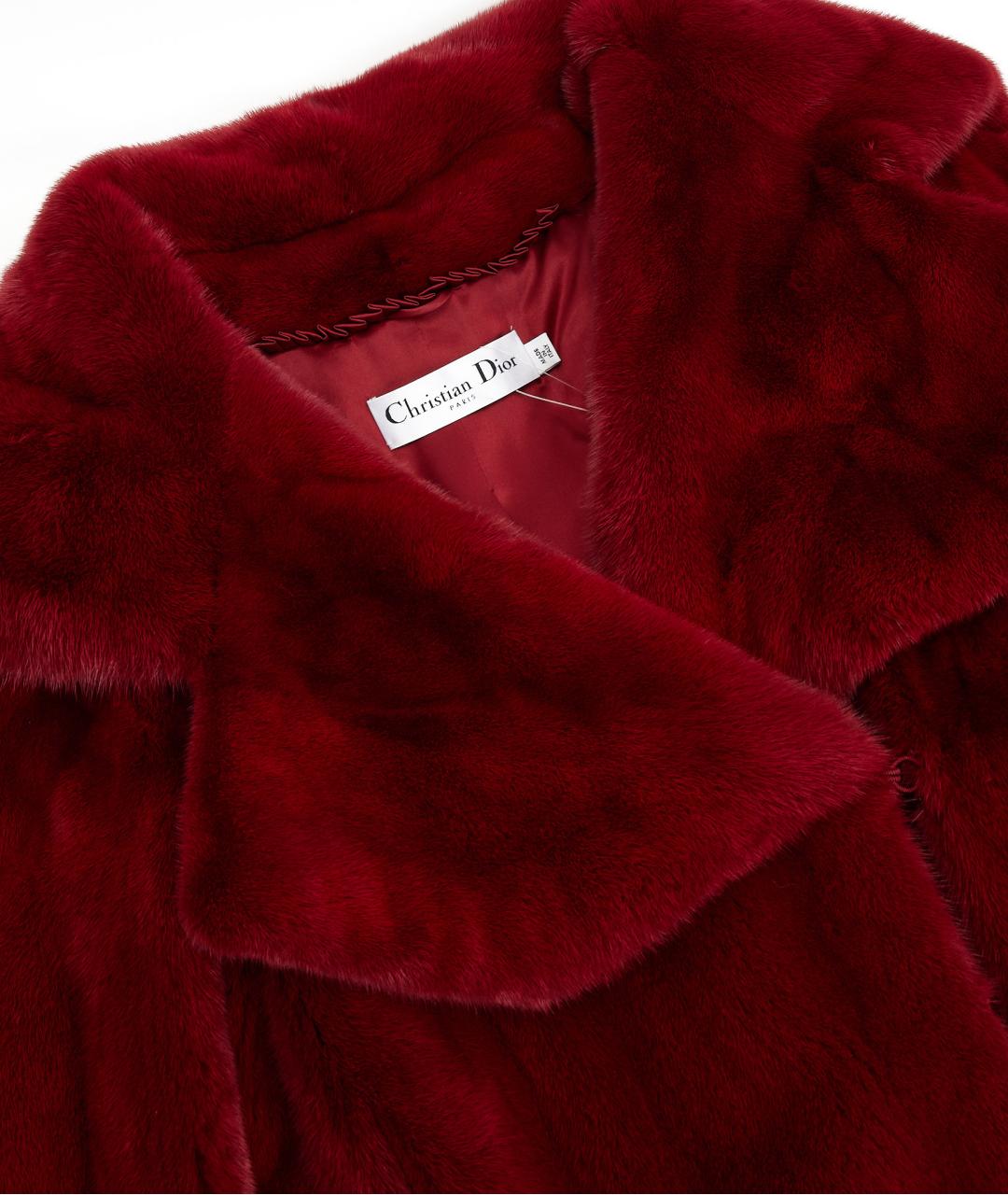 CHRISTIAN DIOR Бордовая меховая шуба, фото 3