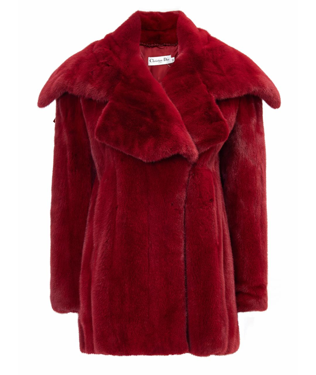 CHRISTIAN DIOR Бордовая меховая шуба, фото 1