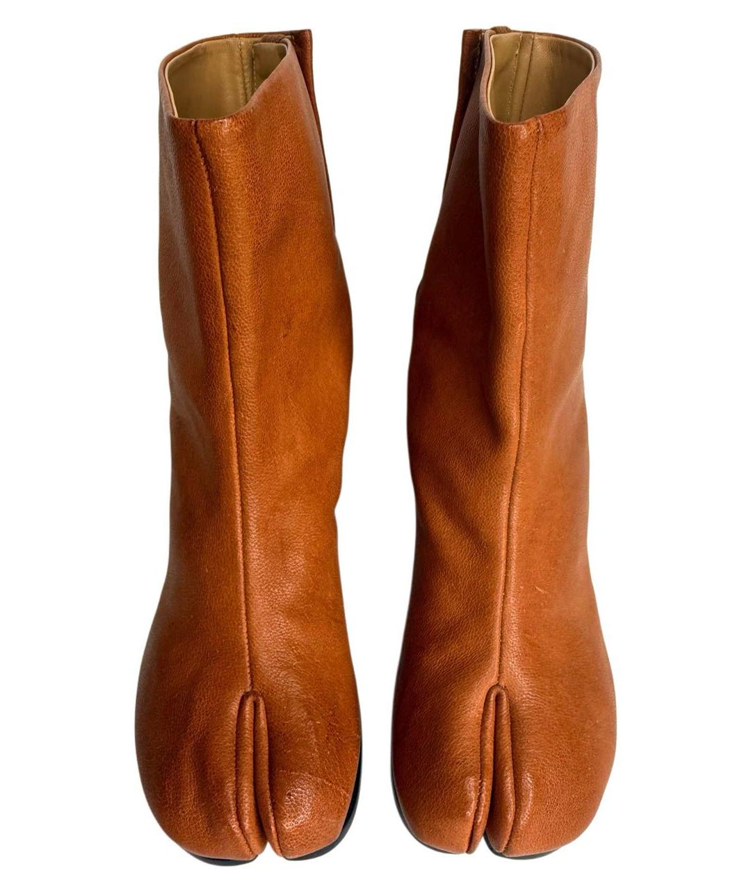 MAISON MARGIELA Оранжевое кожаные полусапоги, фото 3