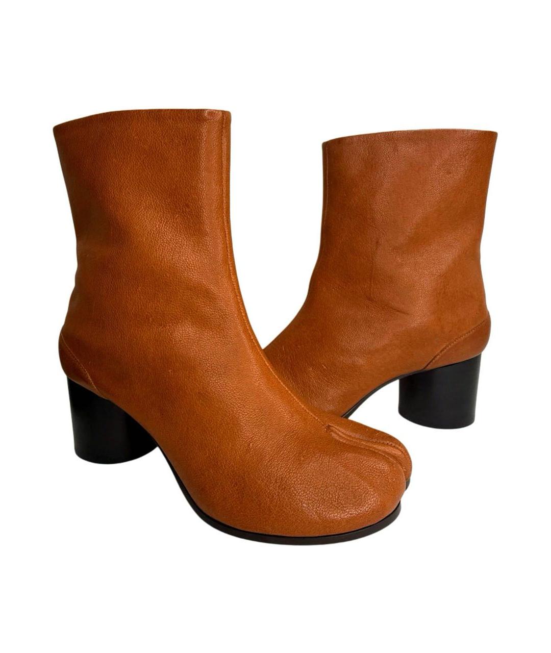 MAISON MARGIELA Оранжевое кожаные полусапоги, фото 2