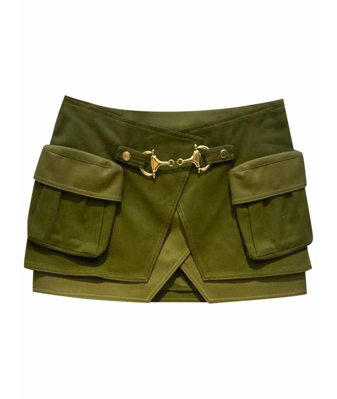 BALMAIN Зеленая хлопковая юбка мини, фото 1