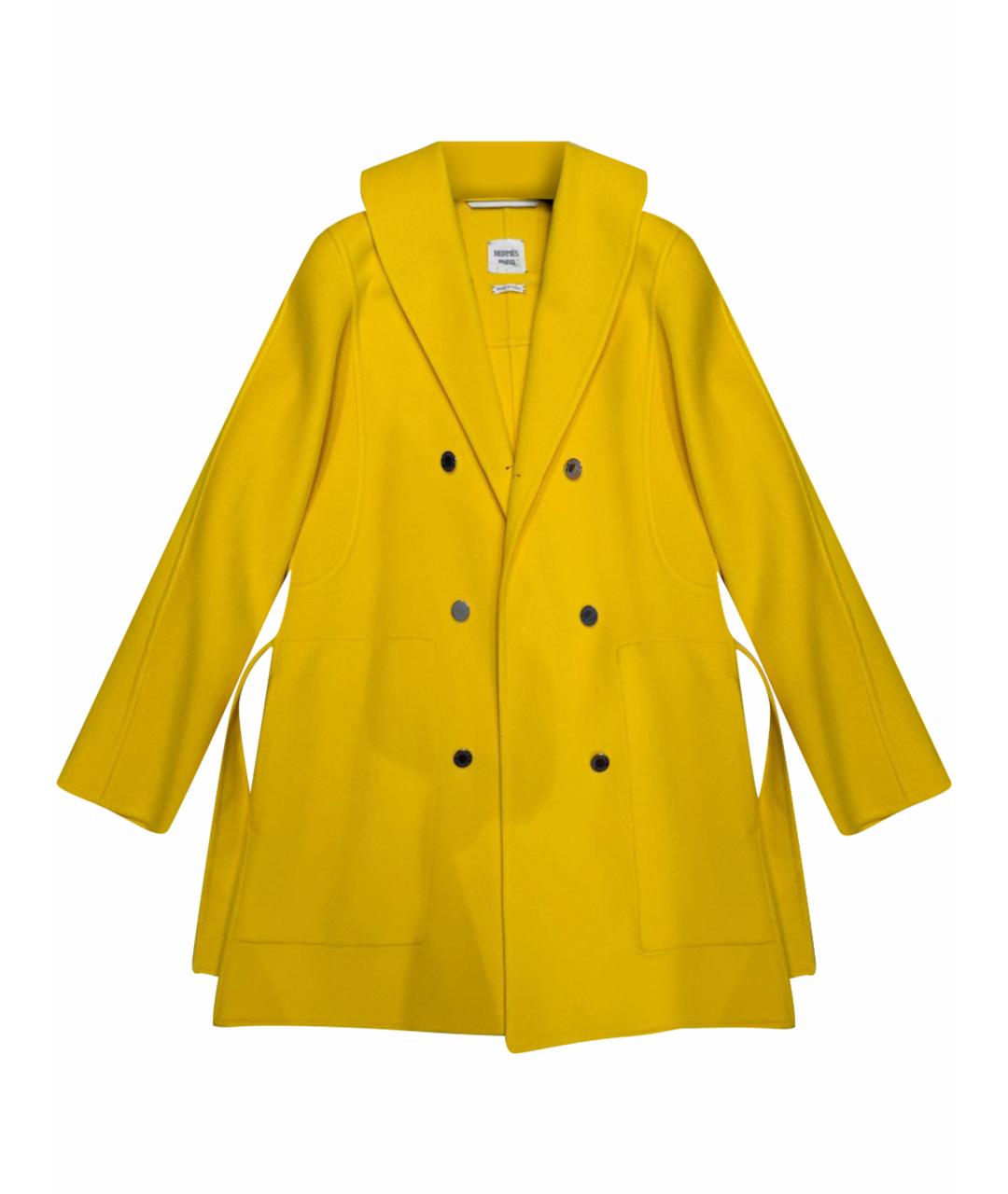 HERMES Желтое кашемировое пальто, фото 1