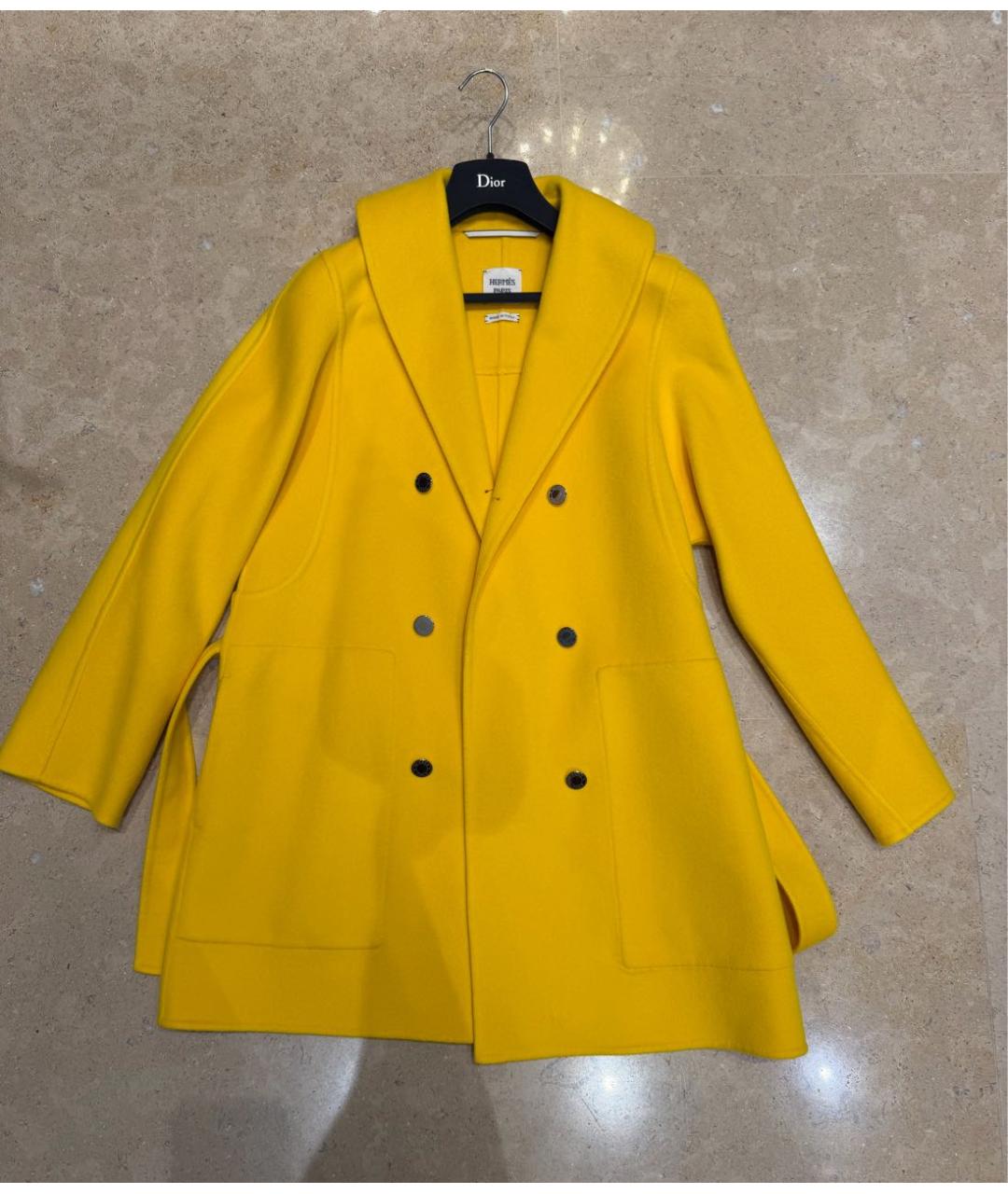 HERMES Желтое кашемировое пальто, фото 7