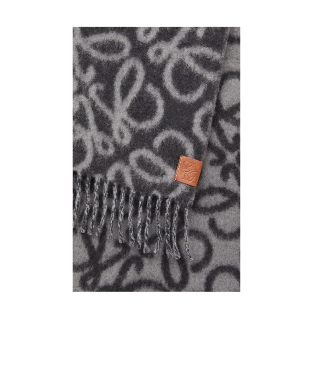 LOEWE Серый шерстяной шарф, фото 3