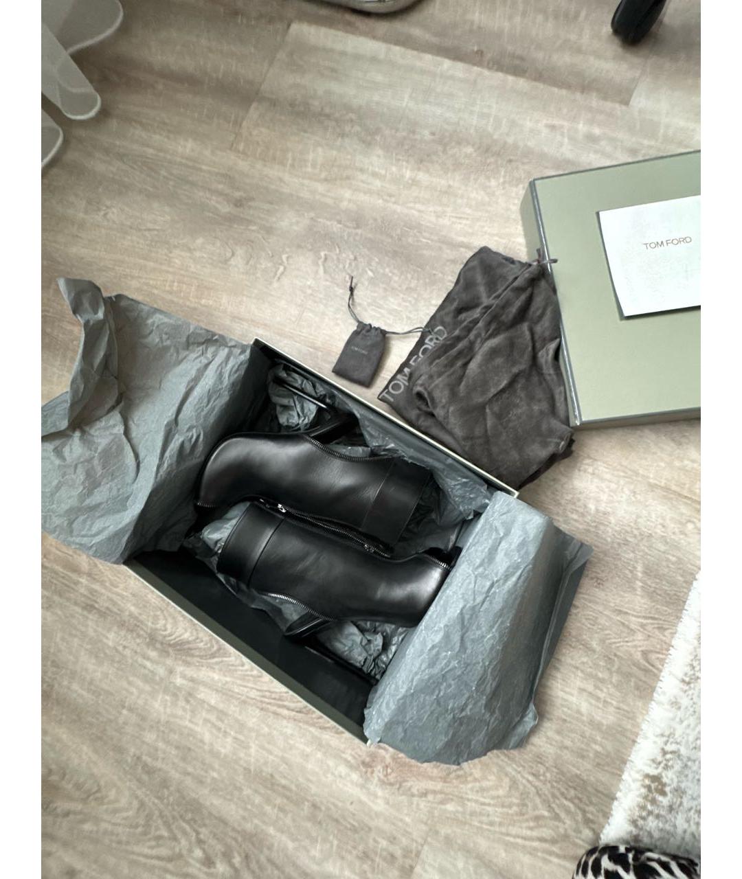 TOM FORD Черные кожаные ботильоны, фото 7