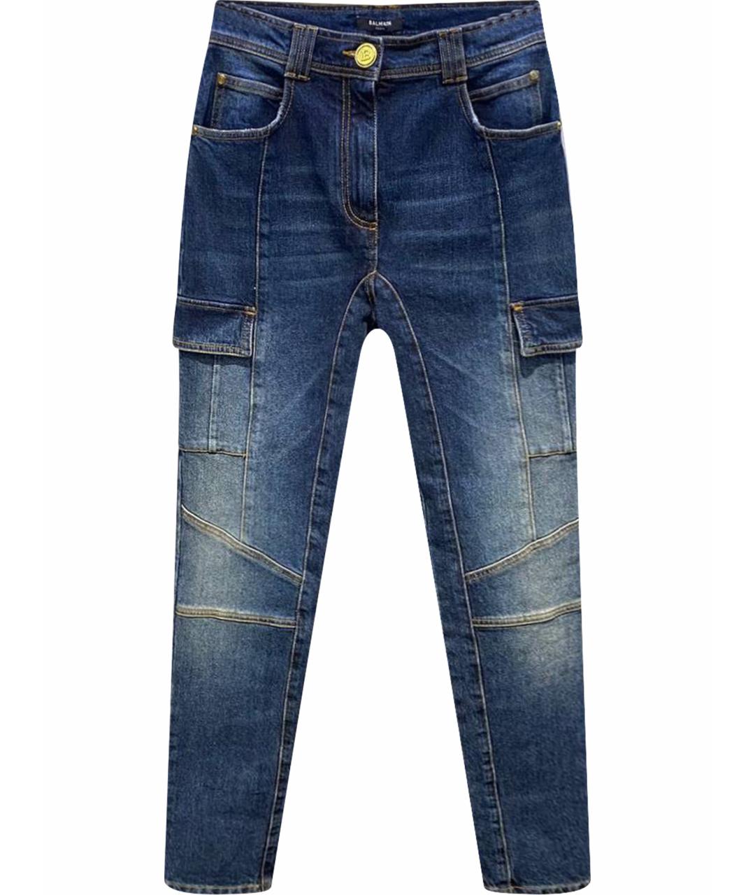 BALMAIN Синие хлопковые джинсы слим, фото 1