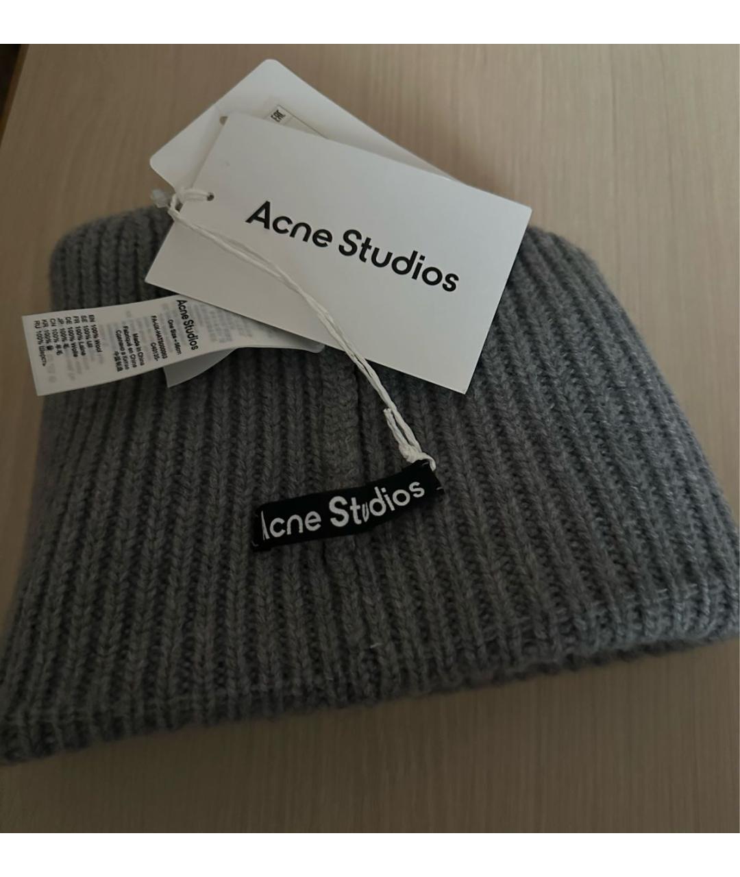 ACNE STUDIOS Серая шерстяная шапка, фото 3