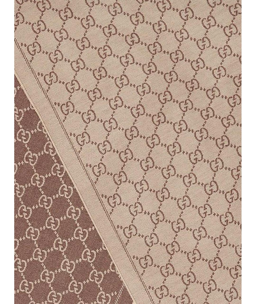 GUCCI Бежевый шерстяной шарф, фото 2