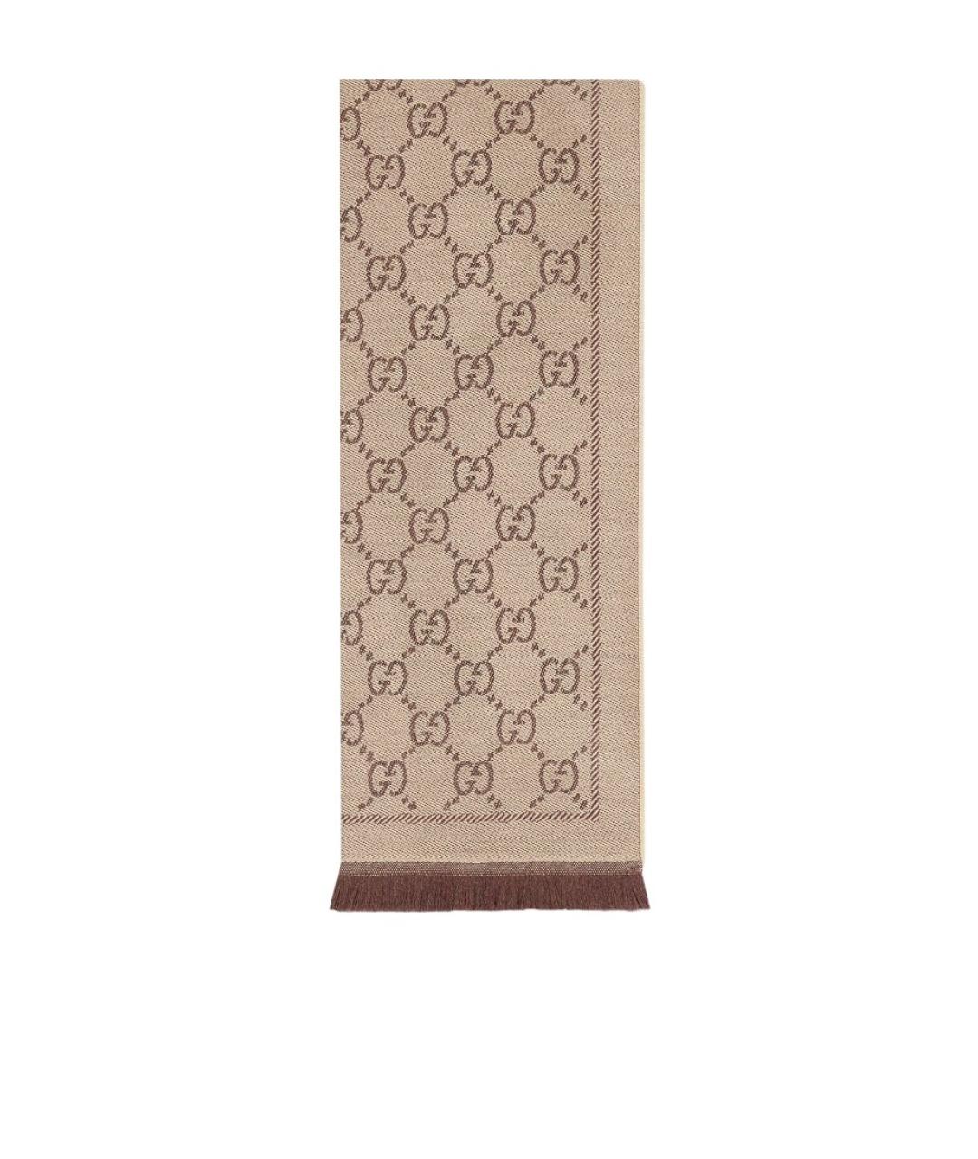 GUCCI Бежевый шерстяной шарф, фото 1