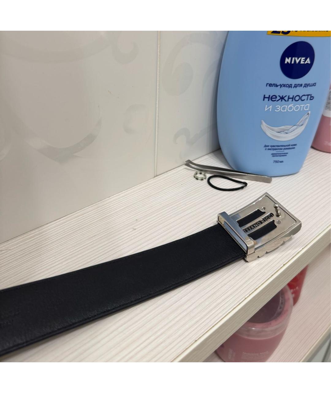 STEFANO RICCI Черный ремень из экзотической кожи, фото 2