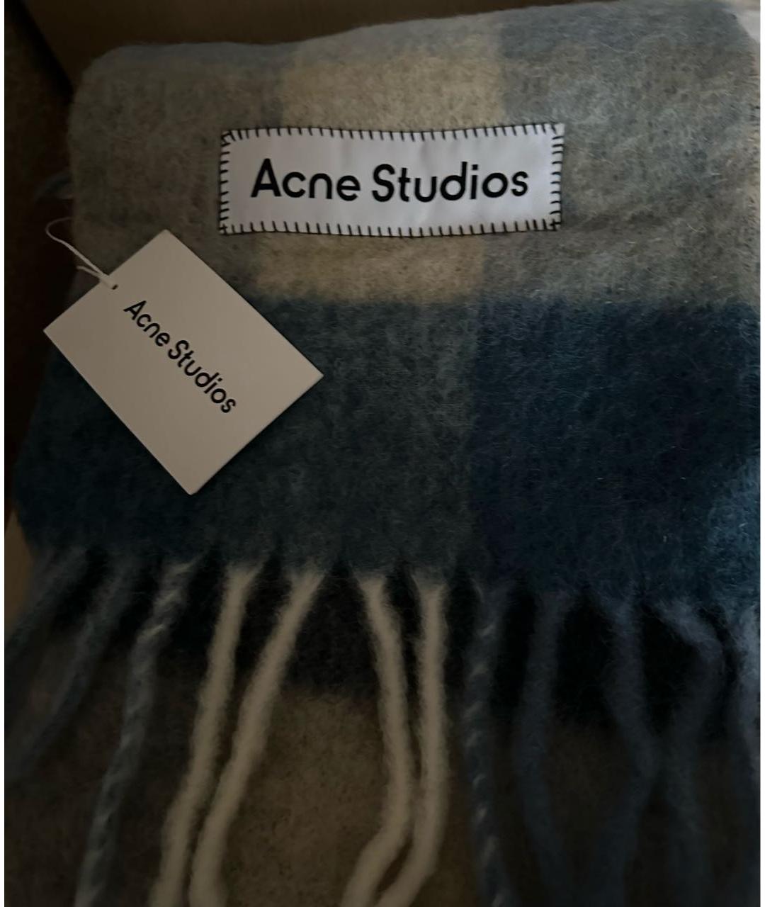 ACNE STUDIOS Голубой шерстяной шарф, фото 4
