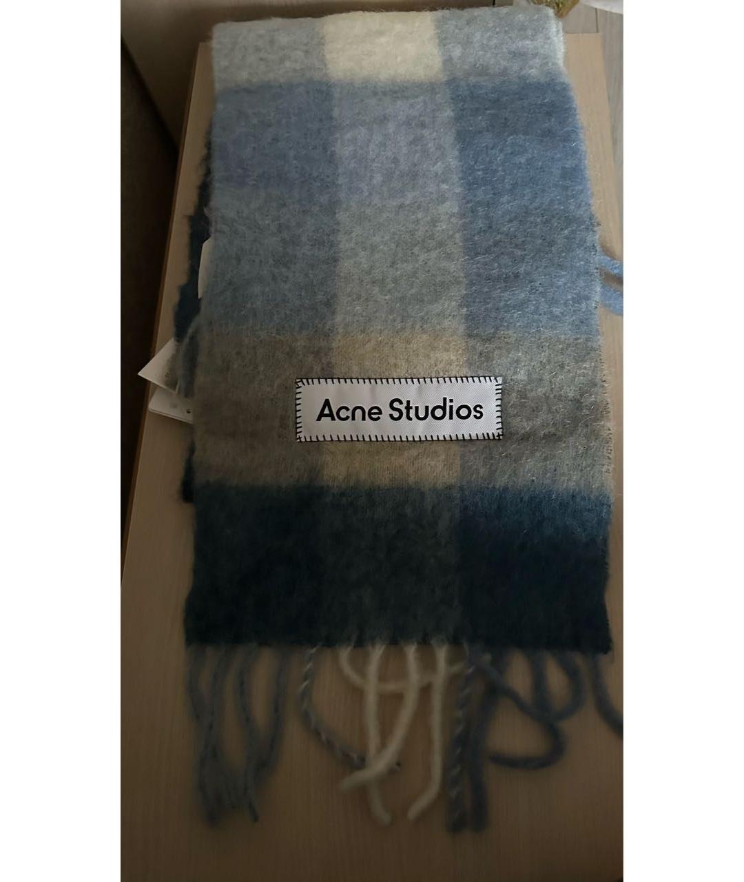 ACNE STUDIOS Голубой шерстяной шарф, фото 5